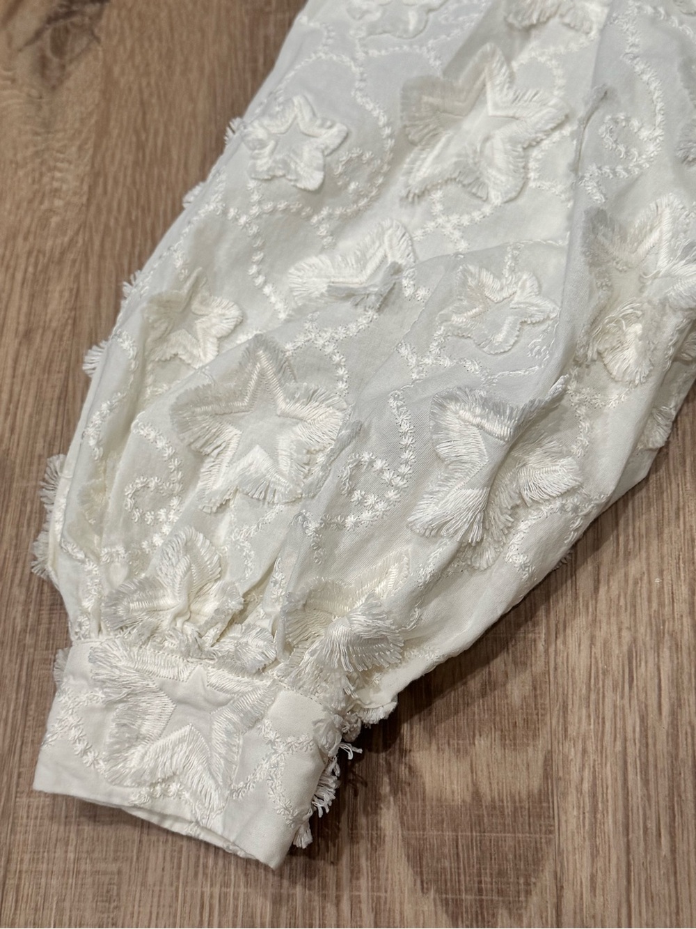 FARM Rio Cream Lace-Embroidered Mock Neck Blouse - Picture 7 of 12